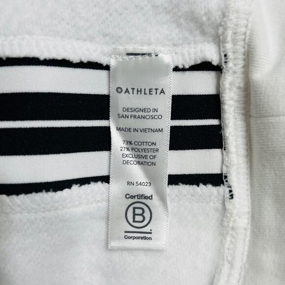 Athleta 24/7 Striped Crewneck Sweatshirt White Black Size XS - Picture 4 of 5